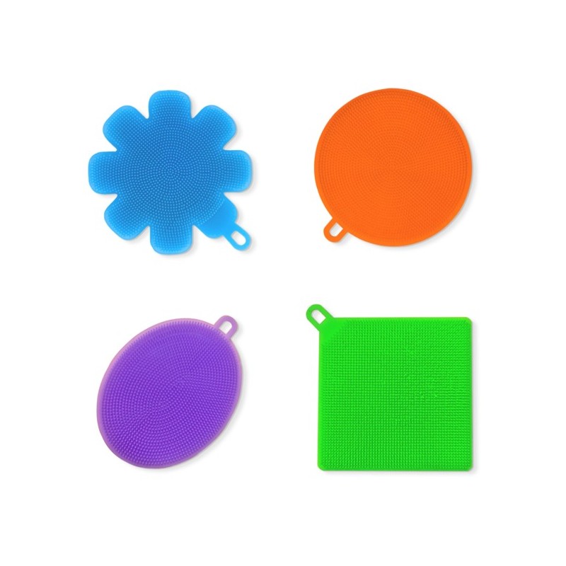 Lot de 4 éponges en silicone multi-usages Liseré Vert