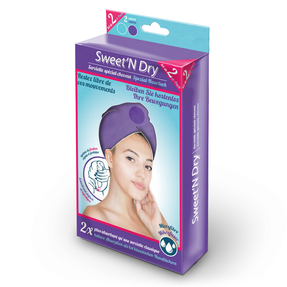 Lot de 2 serviettes microfibres pour cheveux Sweet'N Dry