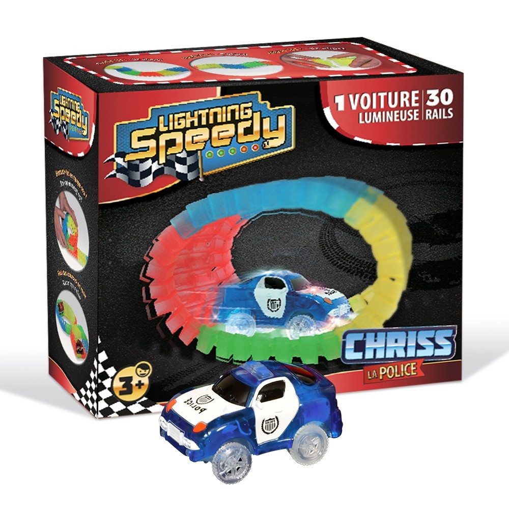 Rails Flexibles Luminescents LIGHTNING SPEEDY 1,50m - Extension Circuit Voiture Pour Nuit