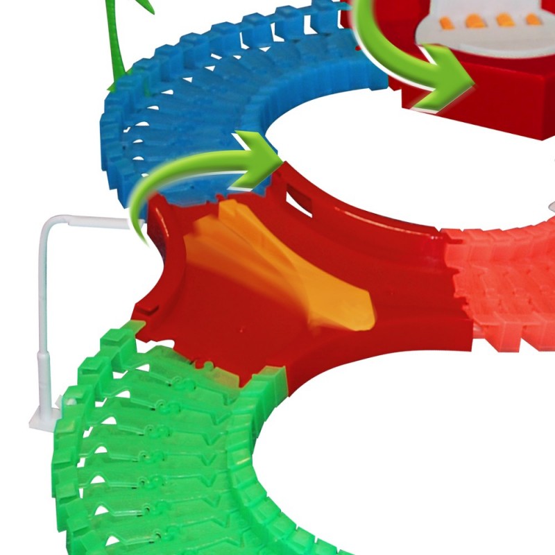 Circuit Voiture Flexible Lightning Speedy | 150 Rails + 30 Lumitunnels Luminescents - Jouet Enfant