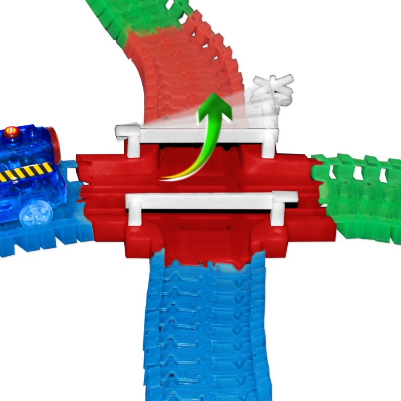 Circuit train blue la loco , train lumineux avec rails flexibles, modulables et accessoires