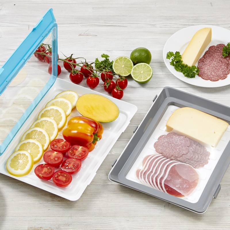 Boîte de conservation alimentaire lot de 2 Click&Fresh | 2 boite hermetique  alimentaire Gris/Bleu | Boite plastique alimentaire
