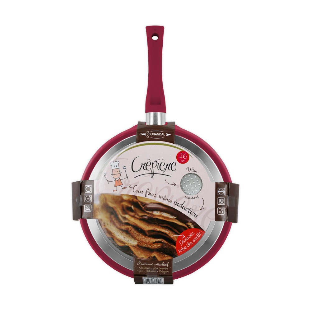 Poêle à crêpes en granité rouge 26 cm - Crêpière