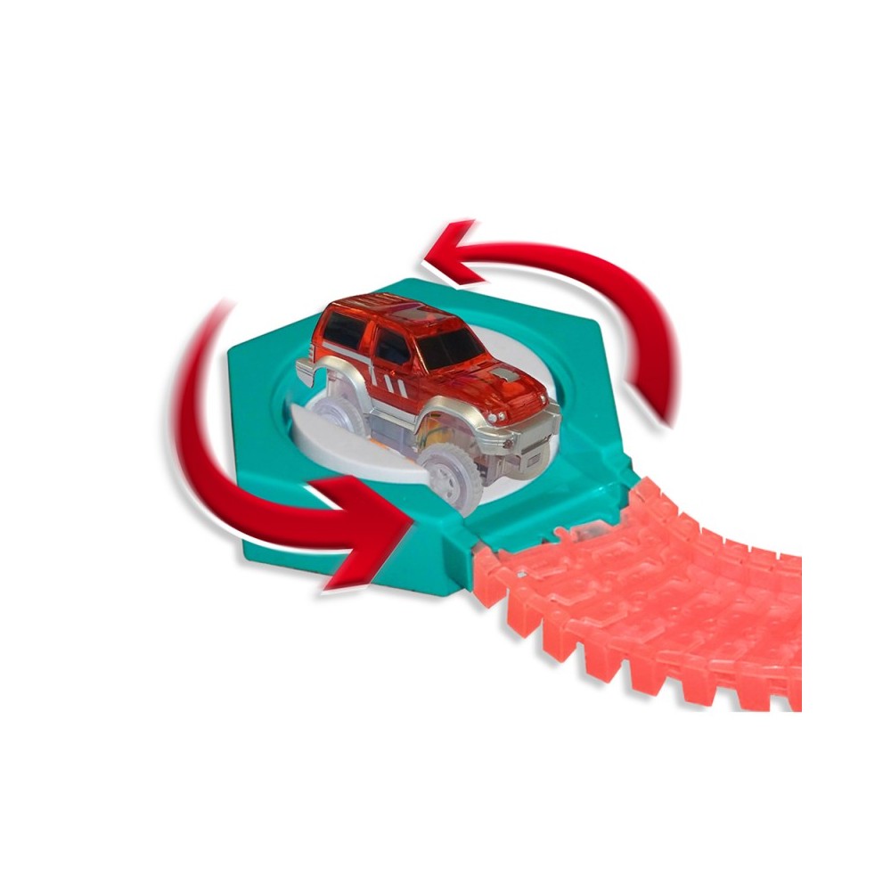 Circuit Lightning Speedy GIGA Pack 6 M - 390 Rails Luminescents Modulables + Train Et 4x4 - Jouet Enfant 3 Ans Et Plus