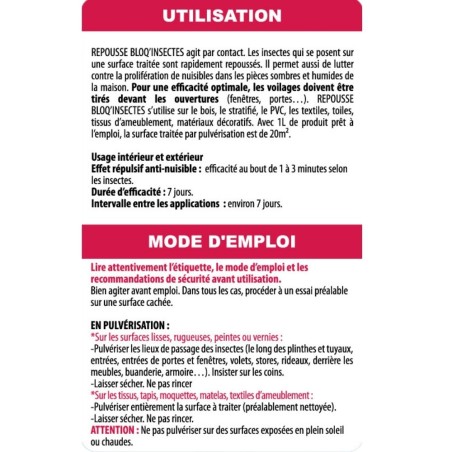 Mode d'emploi répulsif Bloq'Insectes