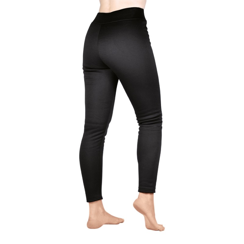 Legging Thermique Femme Doublé Polaire - Chauffant, Hiver, Tissu Brossé, Noir
