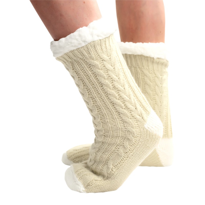 Chaussons cocooning anti dérapants intérieur polaire- Chaussettes