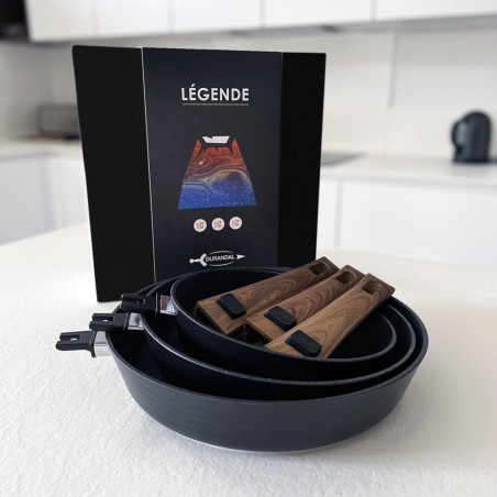 Coffret 3 poêles antiadhésives Légende avec manche amovible