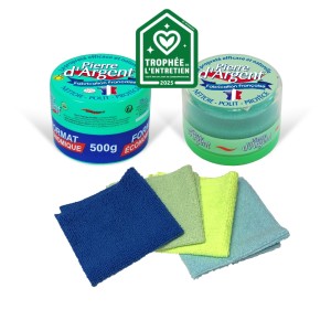 Lot économique Pierre d'Argent 700g avec lingettes et éponge