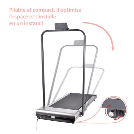 tapis de marche rapide avec barre de maintien repliable