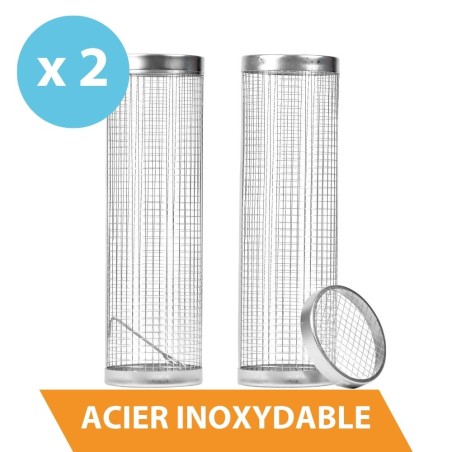 Lot 2 paniers de cuisson au BBQ en inox