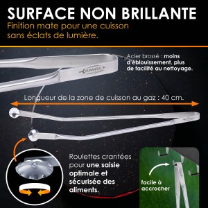 Pince inox à roulettes bbq