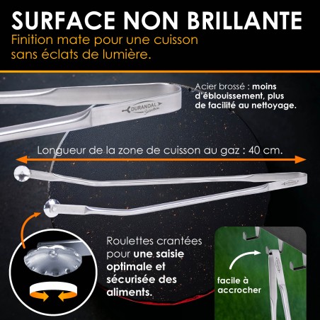 Pince inox à roulettes bbq
