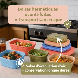 Boîtes conservation couvercles anti fuites avec valve