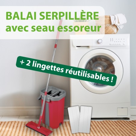 Nouveau balai serpillère et seau essoreur Liseré Vert