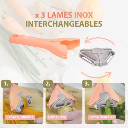 économe 3 lames pour éplucher et julienne