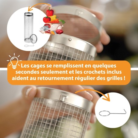 ouverture facile grille cylindrique pour barbecue
