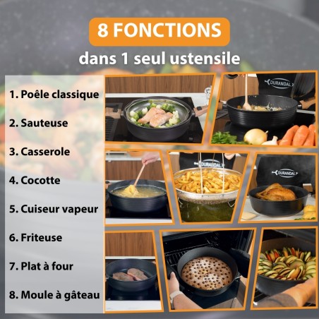 poêle à tout faire 8 ustensiles en 1