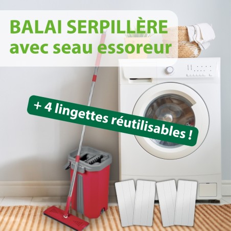 Nouveau balai serpillère et seau essoreur Liseré Vert