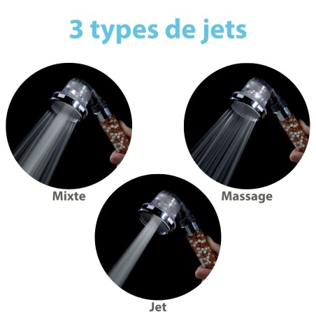 pommeau de douche purificateur 3 jets