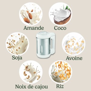 lait d'avoine, lait de riz, lait de soja, lait d'amandes, lait de noix