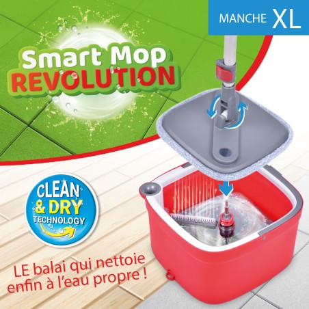 Balai serpillère et seau essoreur SMART MOP REVOLUTION - Liseré Vert