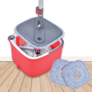 balai serpillère et seau essoreur double compartiment Liseré Vert