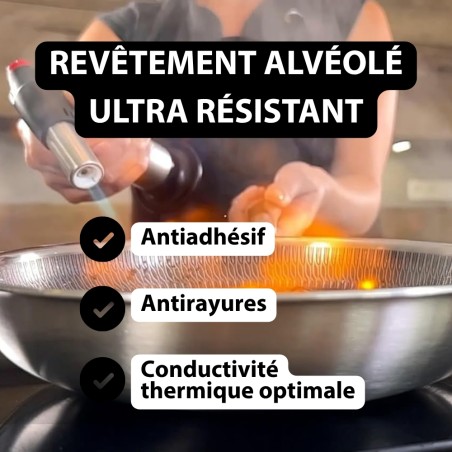 poêle revêtement alvéolé ultra résistant