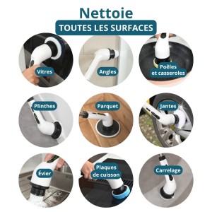 brosse électrique rotative pour nettoyer toutes les surfaces