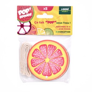 éponge compressée pamplemousse pop'sponge
