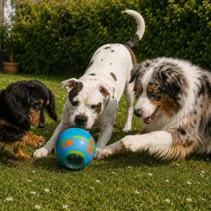 balle sonore et distributrice de friandise pour chiens