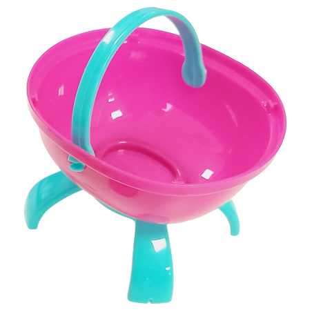 Sac-capsule rose et turquoise en situation