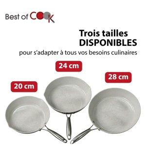 trois tailles de Poêle céramique Excellium